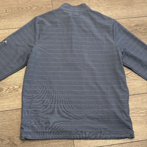 Travis Mathew Golf Jacket Mens Medium Blue Striped Half Zip Athletic Preppy - Picture 9 of 9